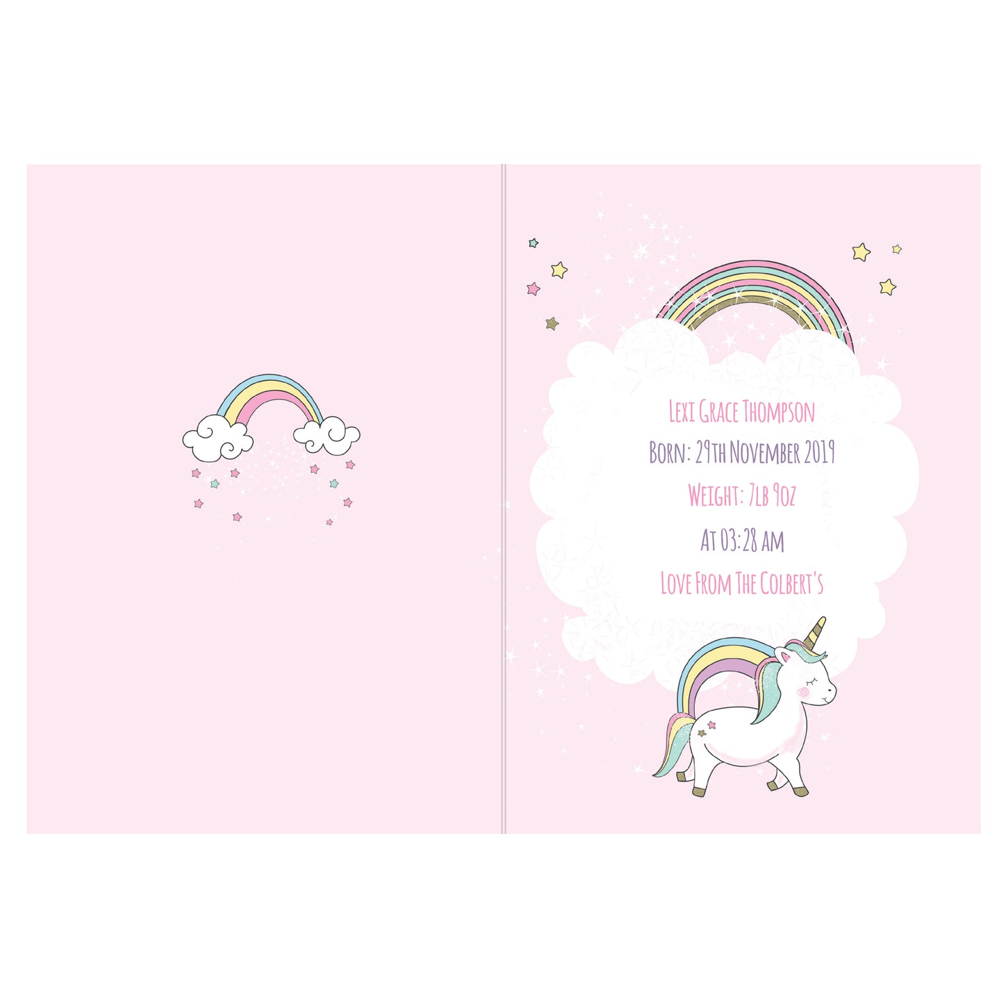 Personalised Baby Unicorn Card Add Any Name - Personalise It!