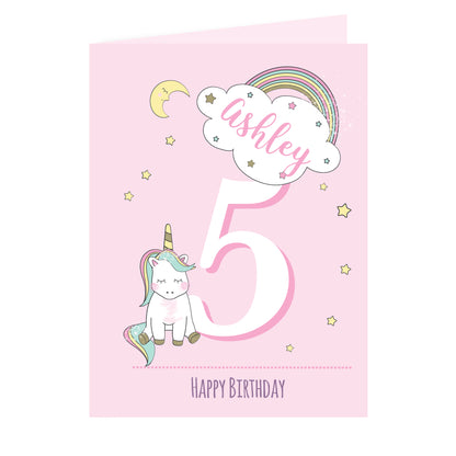 Personalised Baby Unicorn Birthday Age Card Add Any Age & Name - Personalise It!