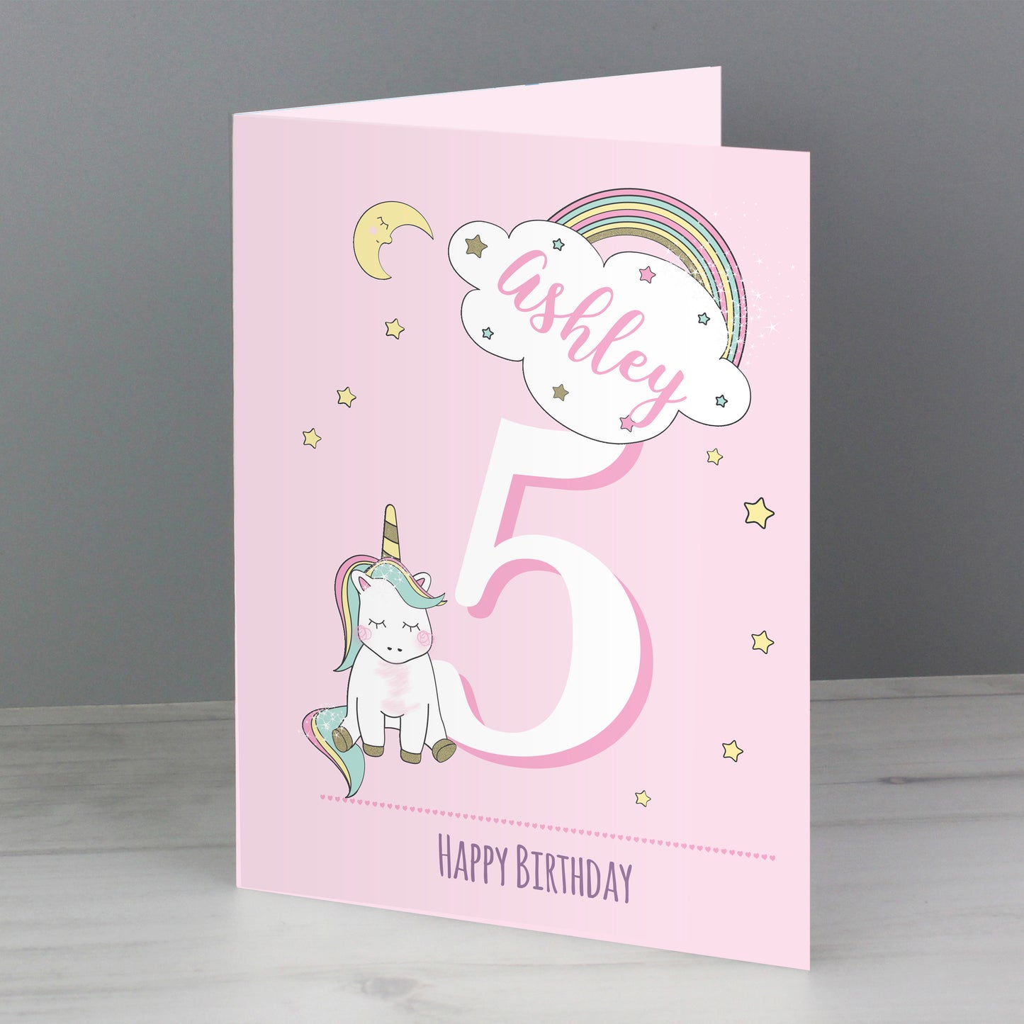 Personalised Baby Unicorn Birthday Age Card Add Any Age & Name - Personalise It!
