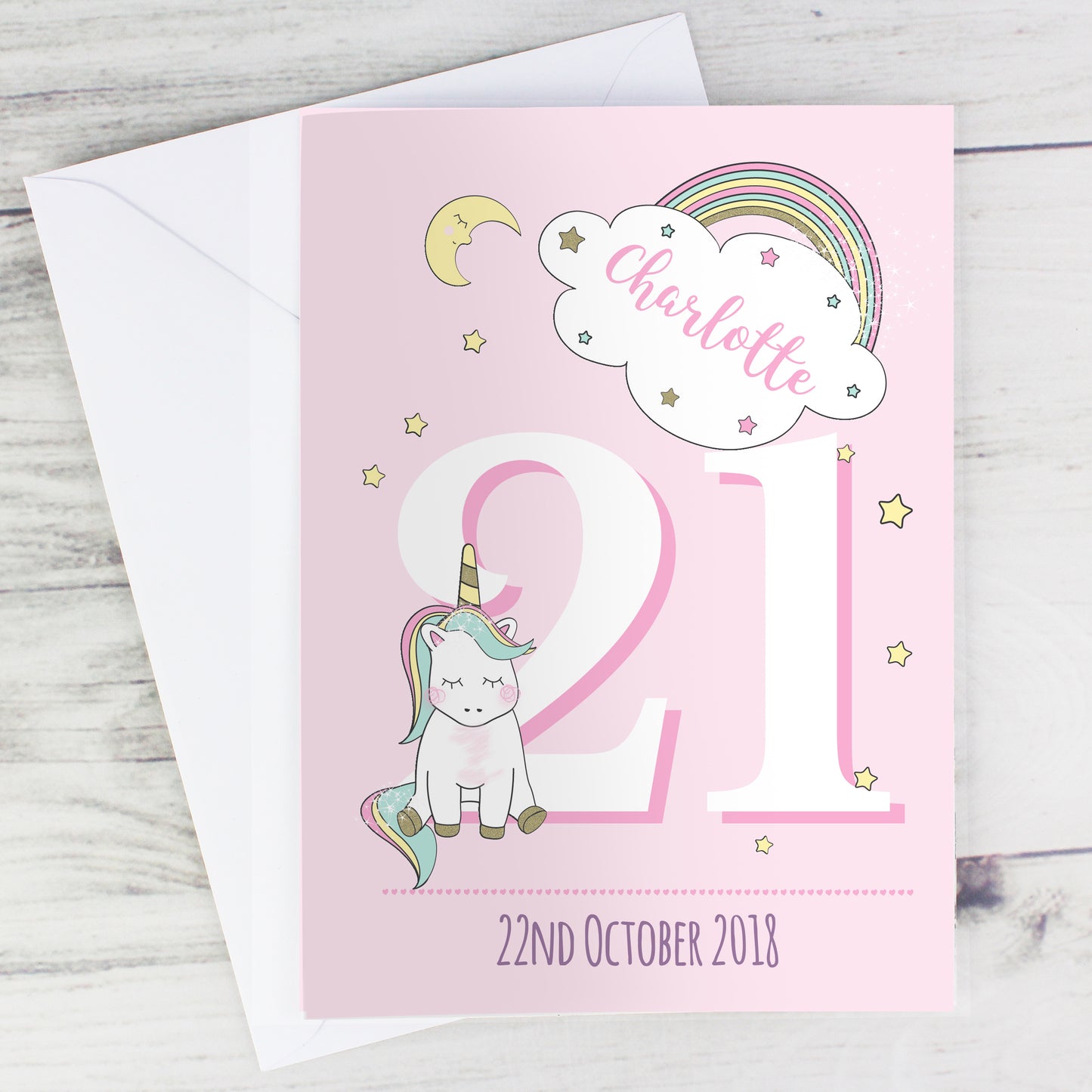 Personalised Baby Unicorn Birthday Age Card Add Any Age & Name - Personalise It!