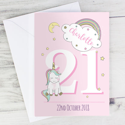 Personalised Baby Unicorn Birthday Age Card Add Any Age & Name - Personalise It!