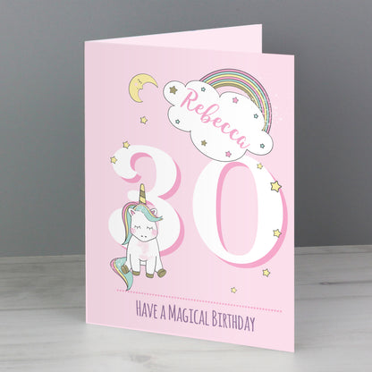 Personalised Baby Unicorn Birthday Age Card Add Any Age & Name - Personalise It!