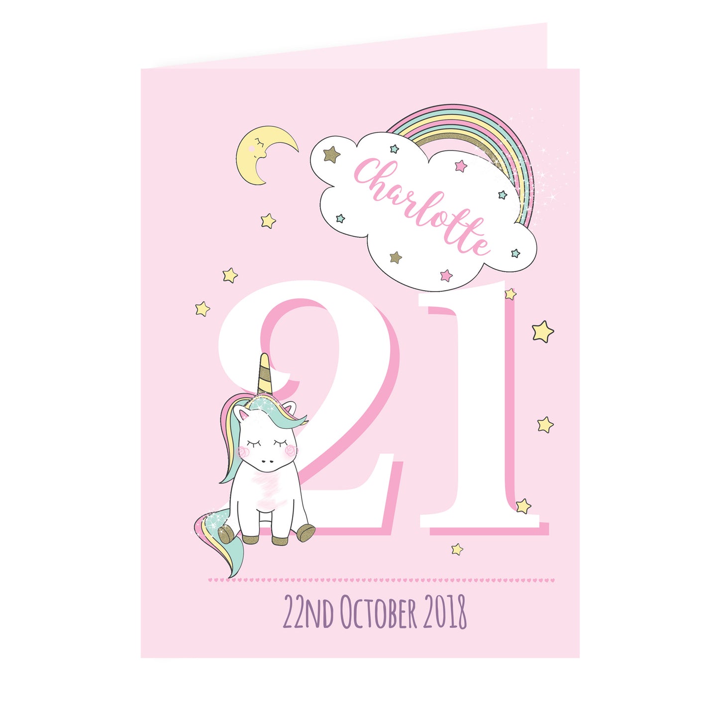 Personalised Baby Unicorn Birthday Age Card Add Any Age & Name - Personalise It!