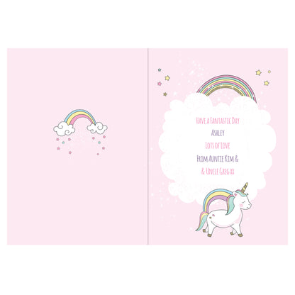 Personalised Baby Unicorn Birthday Age Card Add Any Age & Name - Personalise It!
