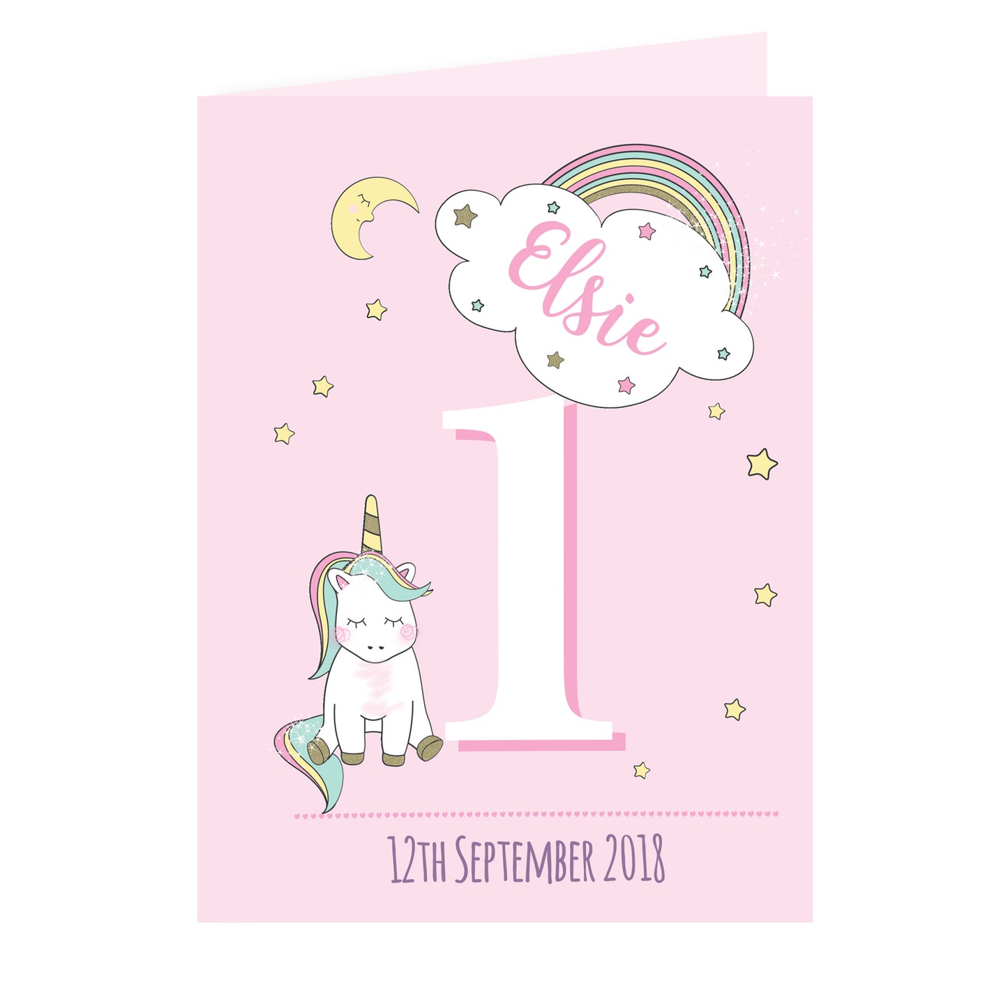 Personalised Baby Unicorn Birthday Age Card Add Any Age & Name - Personalise It!
