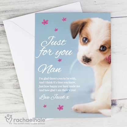 Personalised Rachael Hale 'Just for You' Puppy Card Add Any Name - Personalise It!