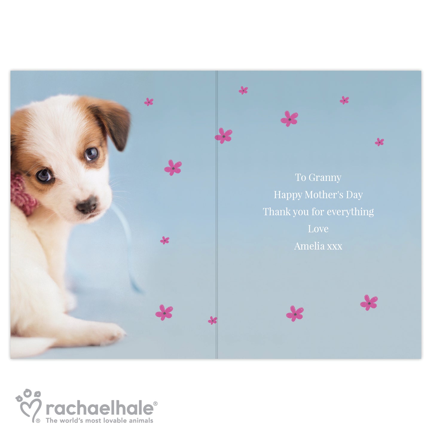 Personalised Rachael Hale 'Just for You' Puppy Card Add Any Name - Personalise It!