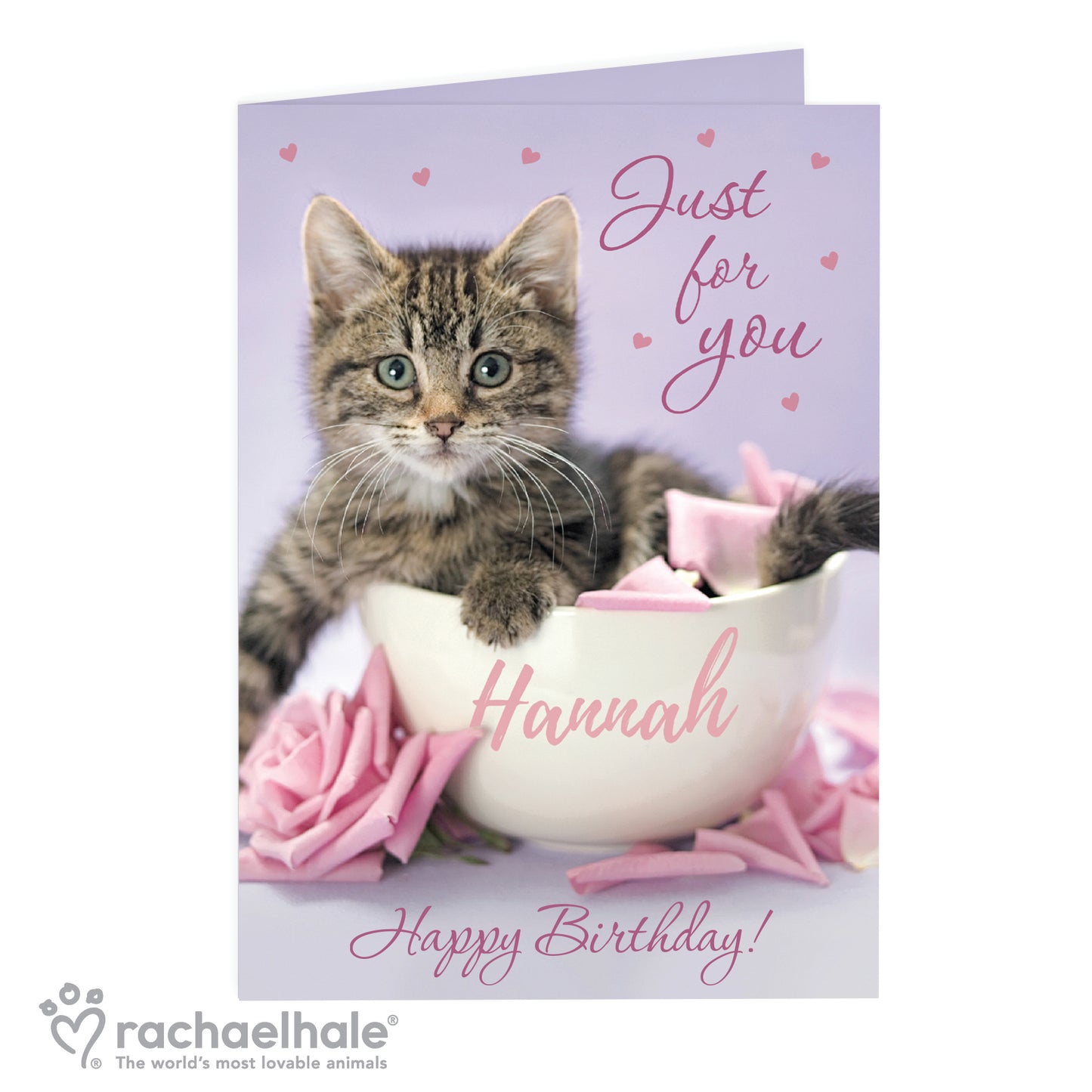 Personalised Rachael Hale 'Just for You' Kitten Card Add Any Name - Personalise It!