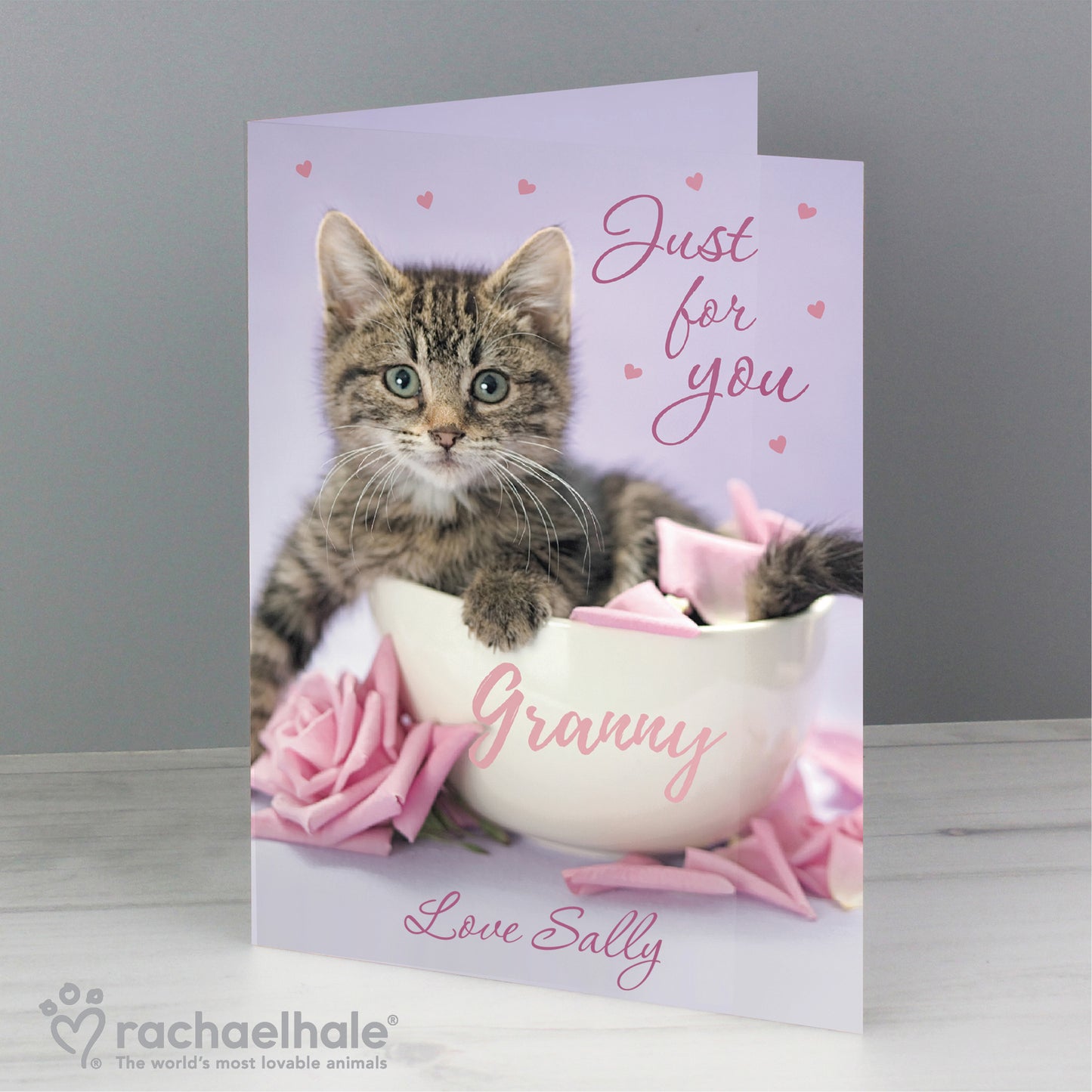 Personalised Rachael Hale 'Just for You' Kitten Card Add Any Name - Personalise It!