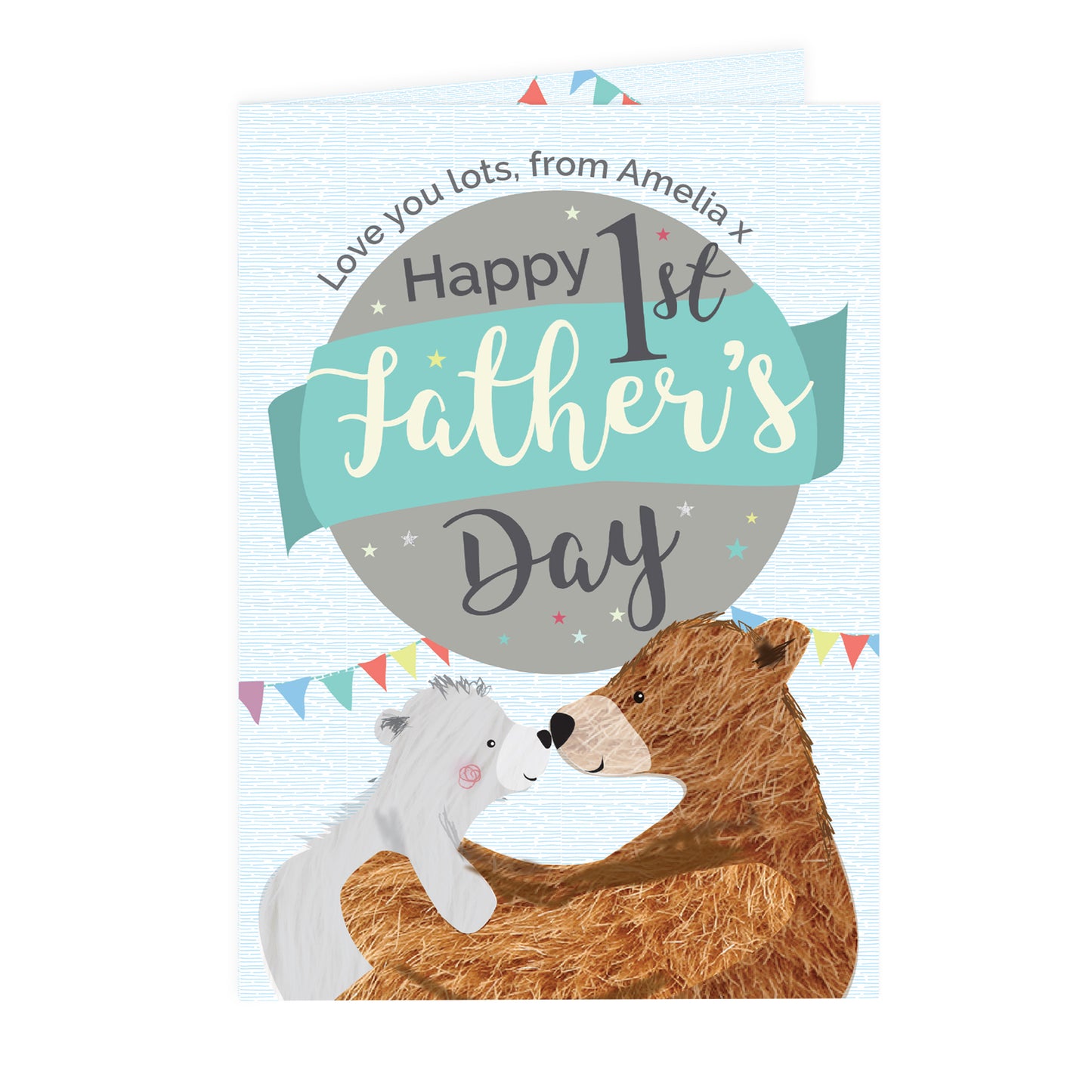 Personalised 1st Father's Day Daddy Bear Card Add Any Name - Personalise It!
