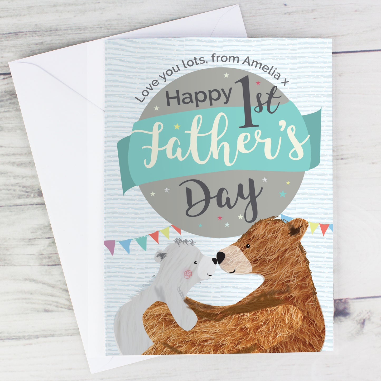 Personalised 1st Father's Day Daddy Bear Card Add Any Name - Personalise It!