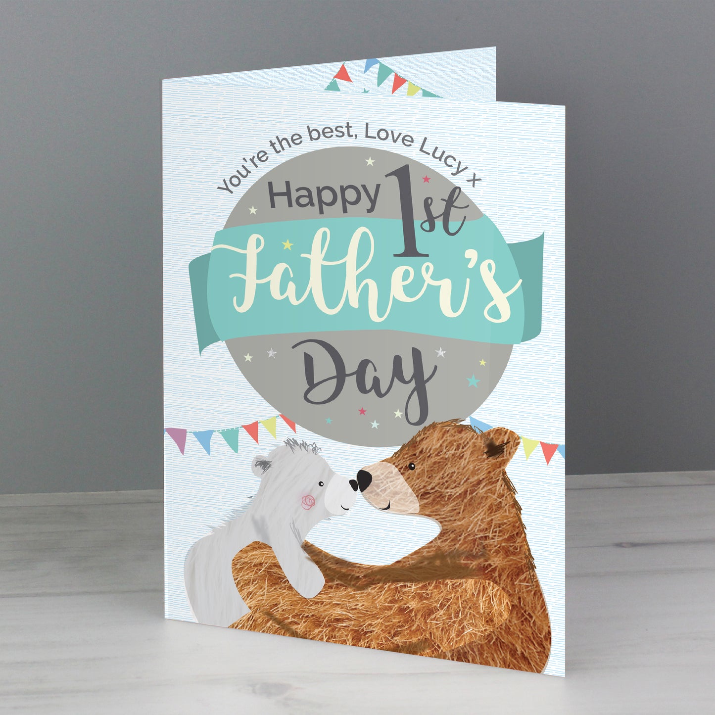 Personalised 1st Father's Day Daddy Bear Card Add Any Name - Personalise It!