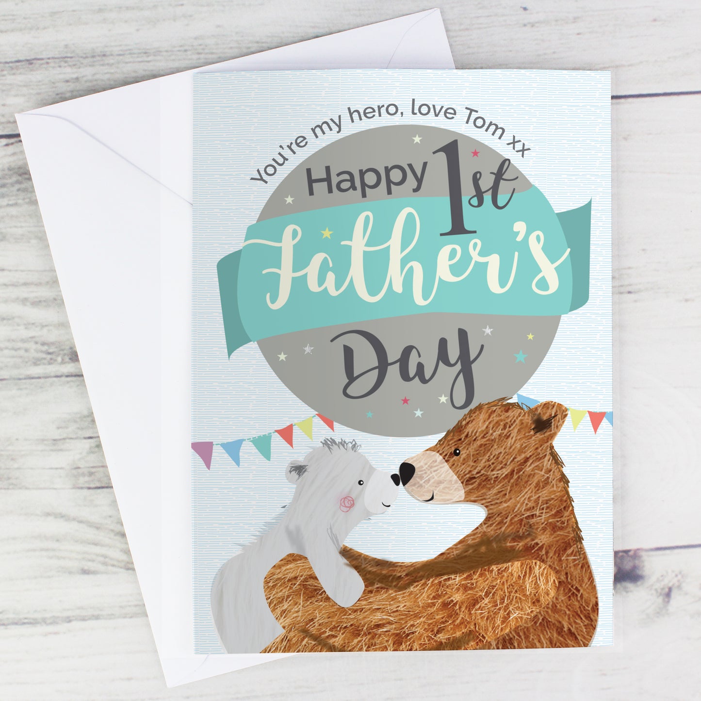 Personalised 1st Father's Day Daddy Bear Card Add Any Name - Personalise It!