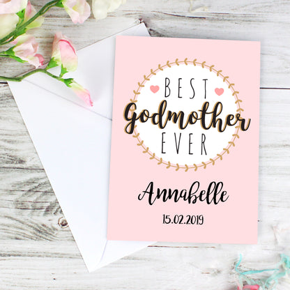 Personalised Best Godmother Card Add Any Name - Personalise It!