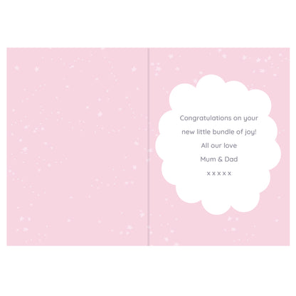 Personalised '10 Little Fingers' Pink Baby Card Add Any Name - Personalise It!