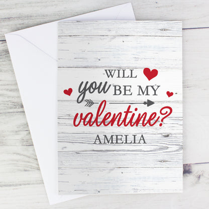 Personalised Be My Valentine Card Add Any Name - Personalise It!