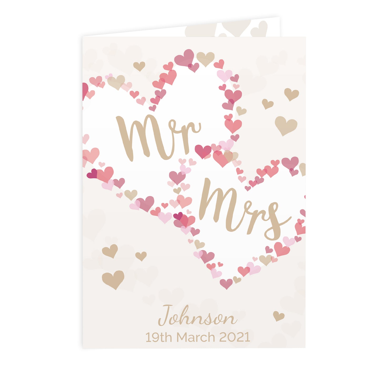 Personalised Mr & Mrs Confetti Hearts Wedding Card Add Any Name - Personalise It!