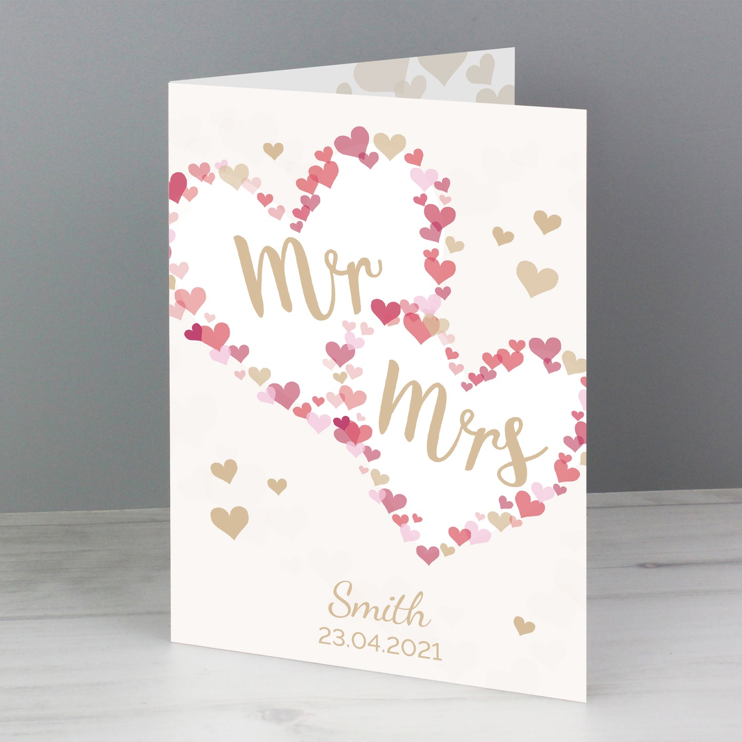 Personalised Mr & Mrs Confetti Hearts Wedding Card Add Any Name - Personalise It!