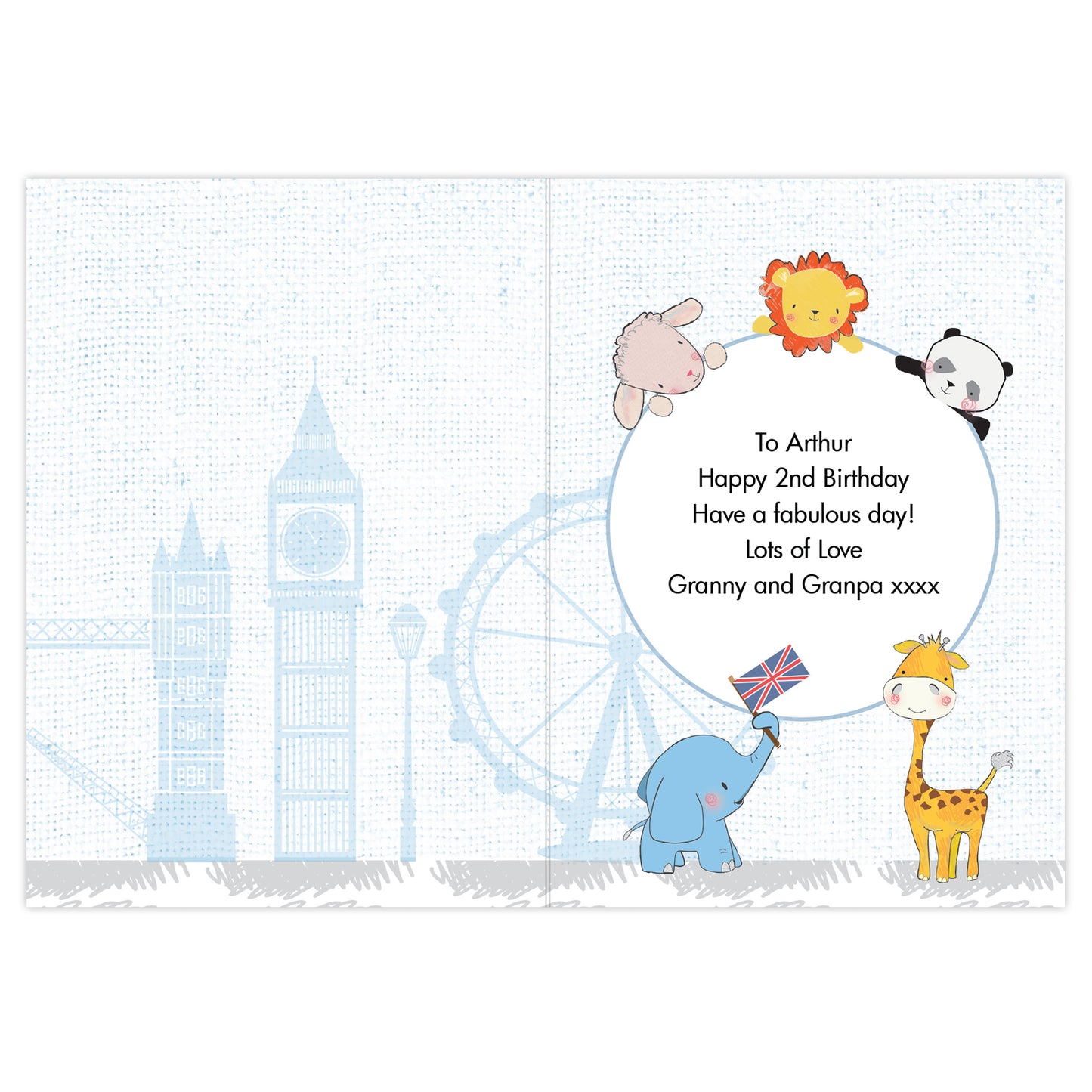 Personalised London Animal Bus Birthday Card Add Any Name - Personalise It!