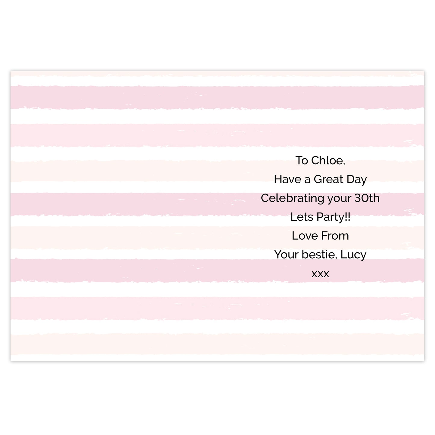Personalised Gold and Pink Stripe Birthday Card Add Any Age & Name - Personalise It!