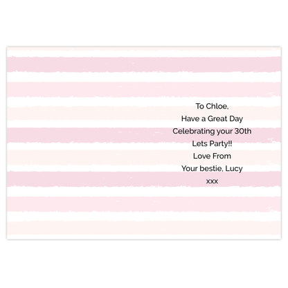 Personalised Gold and Pink Stripe Birthday Card Add Any Age & Name - Personalise It!