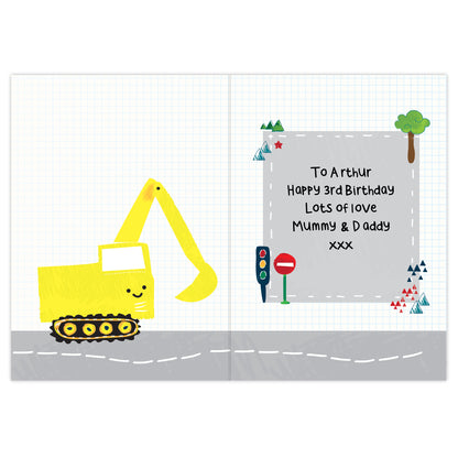 Personalised Digger Birthday Card Add Any Age & Name - Personalise It!