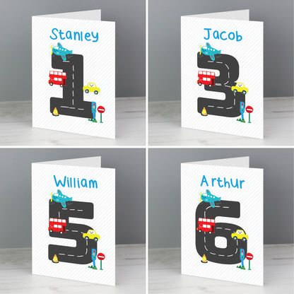 Personalised Vehicles Birthday Card Add Any Age & Name - Personalise It!
