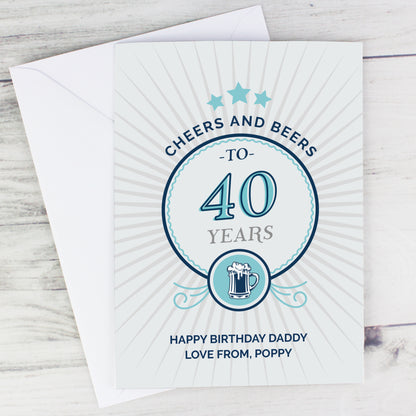 Personalised Cheers and Beers Birthday Card Add Any Age & Name - Personalise It!