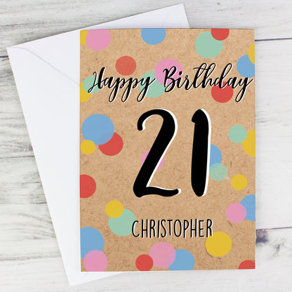 Personalised Colour Confetti Birthday Card Add Any Age & Name - Personalise It!