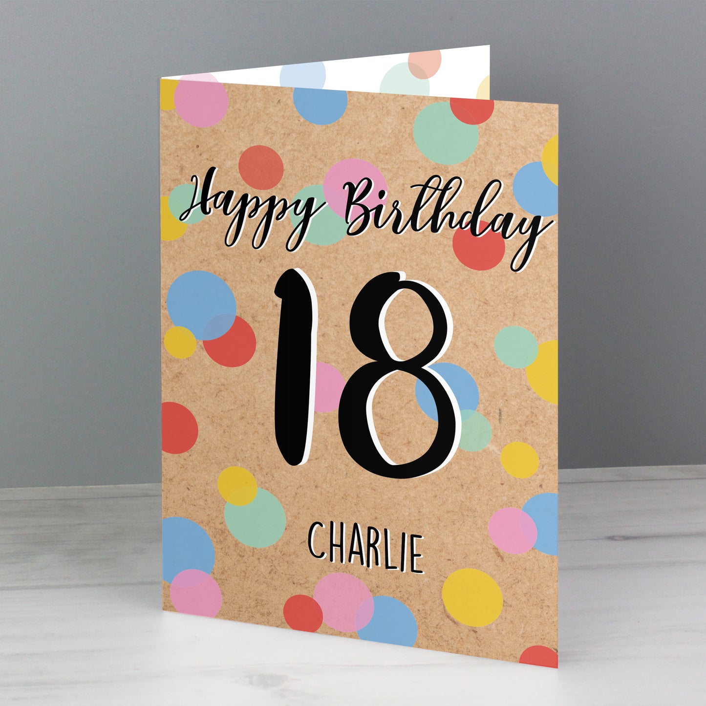 Personalised Colour Confetti Birthday Card Add Any Age & Name - Personalise It!