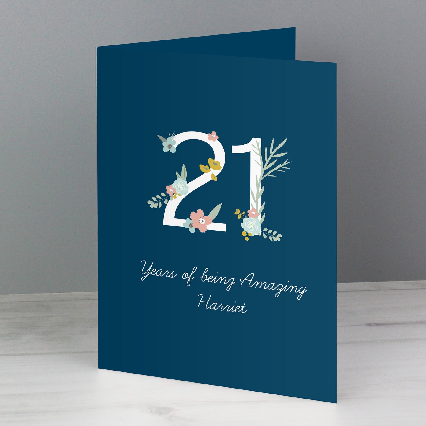 Personalised Floral Age Birthday Card Add Any Age & Name - Personalise It!