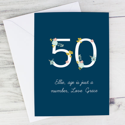 Personalised Floral Age Birthday Card Add Any Age & Name - Personalise It!
