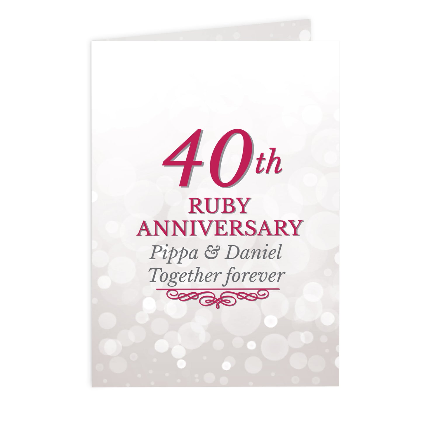 Personalised 40th Ruby Anniversary Card Add Any Name - Personalise It!