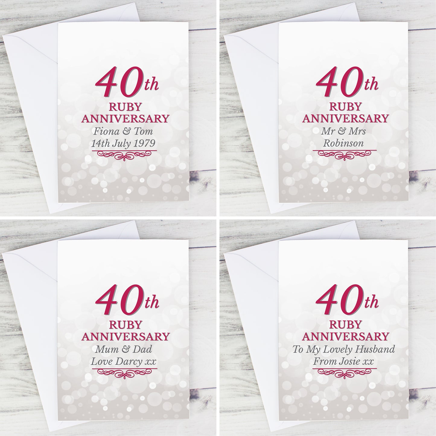 Personalised 40th Ruby Anniversary Card Add Any Name - Personalise It!