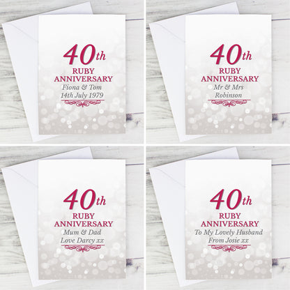 Personalised 40th Ruby Anniversary Card Add Any Name - Personalise It!