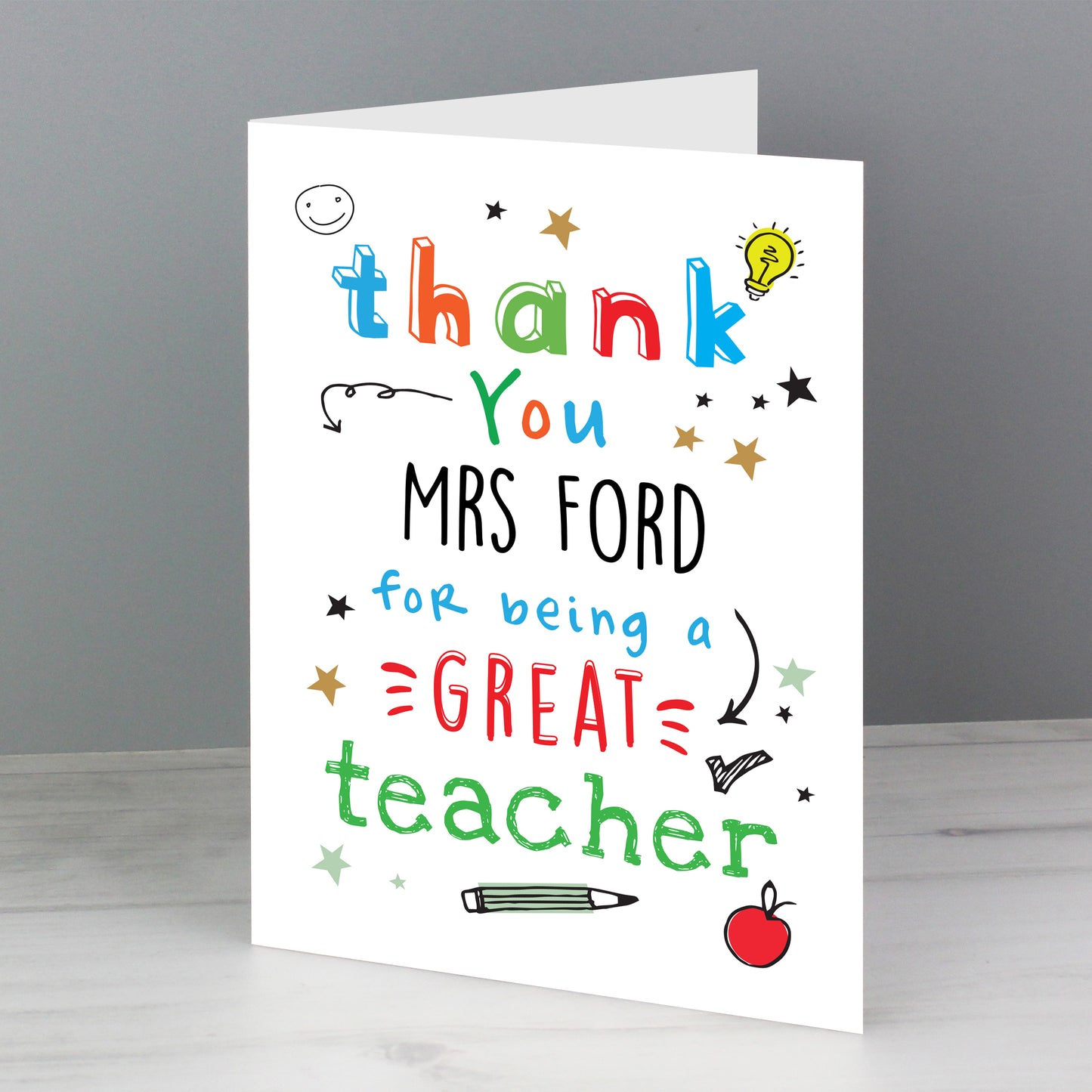 Personalised Thank You Teacher Card Add Any Name - Personalise It!