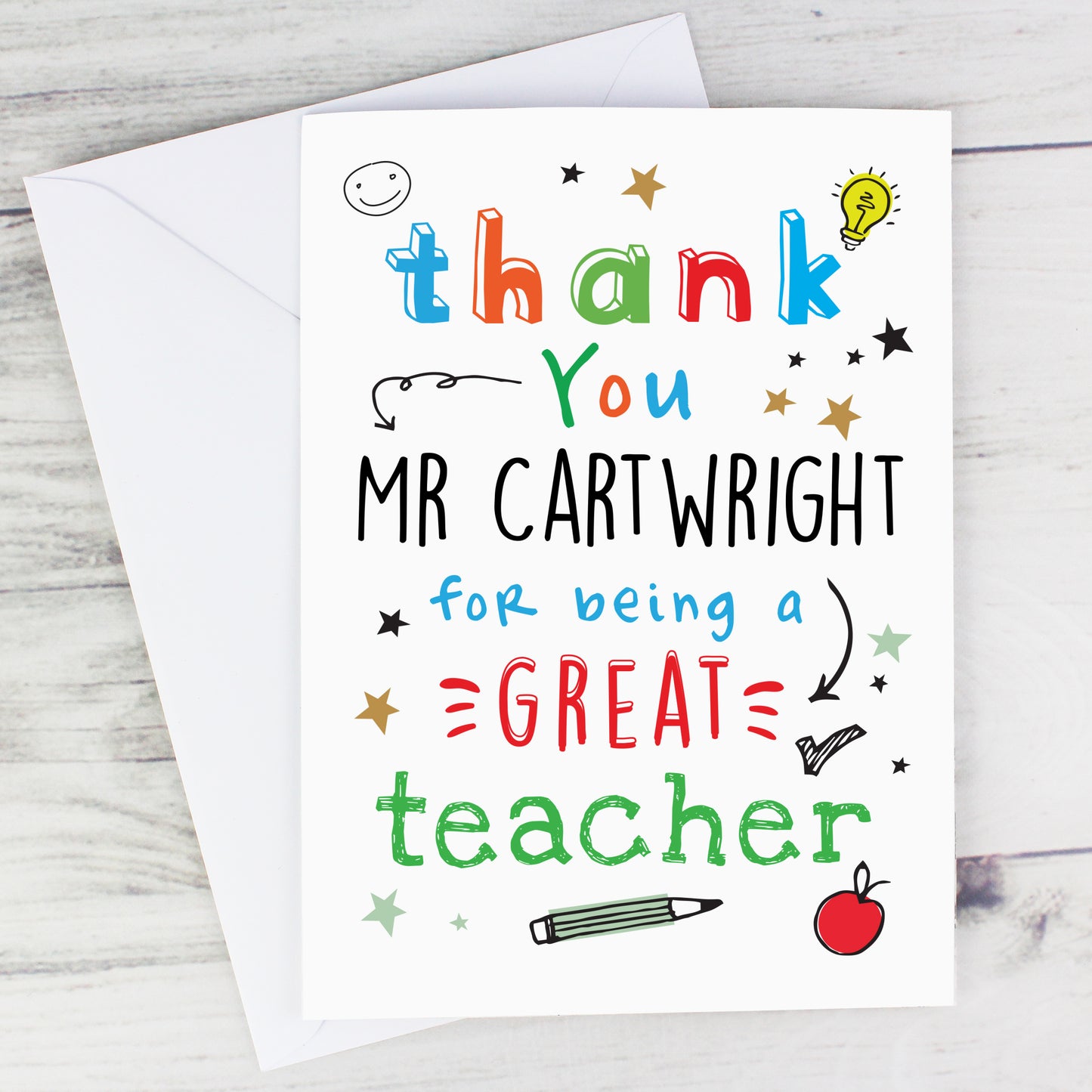 Personalised Thank You Teacher Card Add Any Name - Personalise It!
