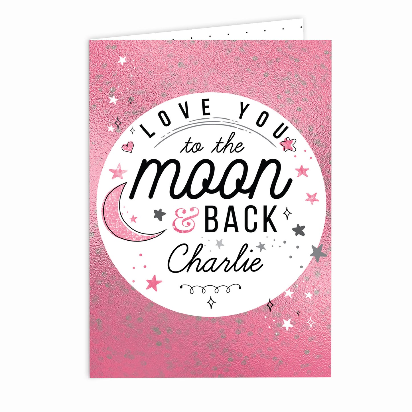 Personalised To The Moon & Back Pink Card Add Any Name - Personalise It!