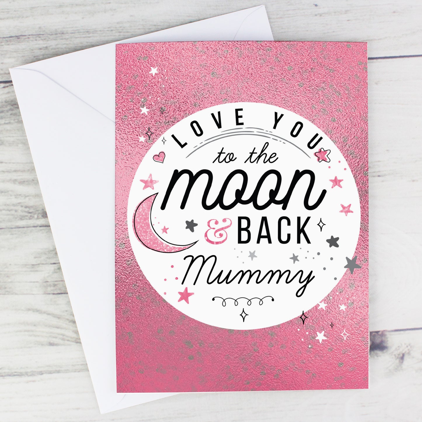 Personalised To The Moon & Back Pink Card Add Any Name - Personalise It!