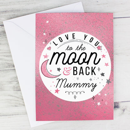 Personalised To The Moon & Back Pink Card Add Any Name - Personalise It!