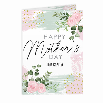 Personalised Happy Mothers Day Abstract Rose Card Add Any Name - Personalise It!