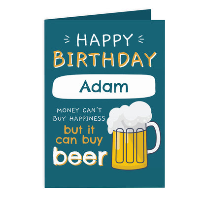 Personalised Happy Birthday Beer Card Add Any Name - Personalise It!