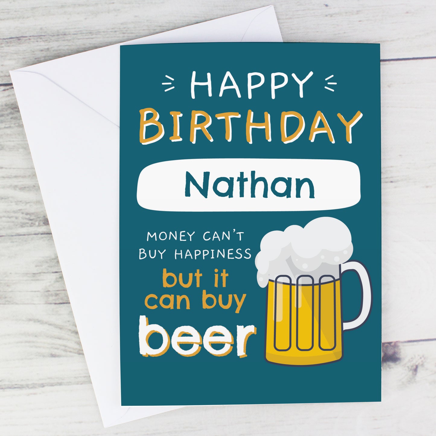 Personalised Happy Birthday Beer Card Add Any Name - Personalise It!