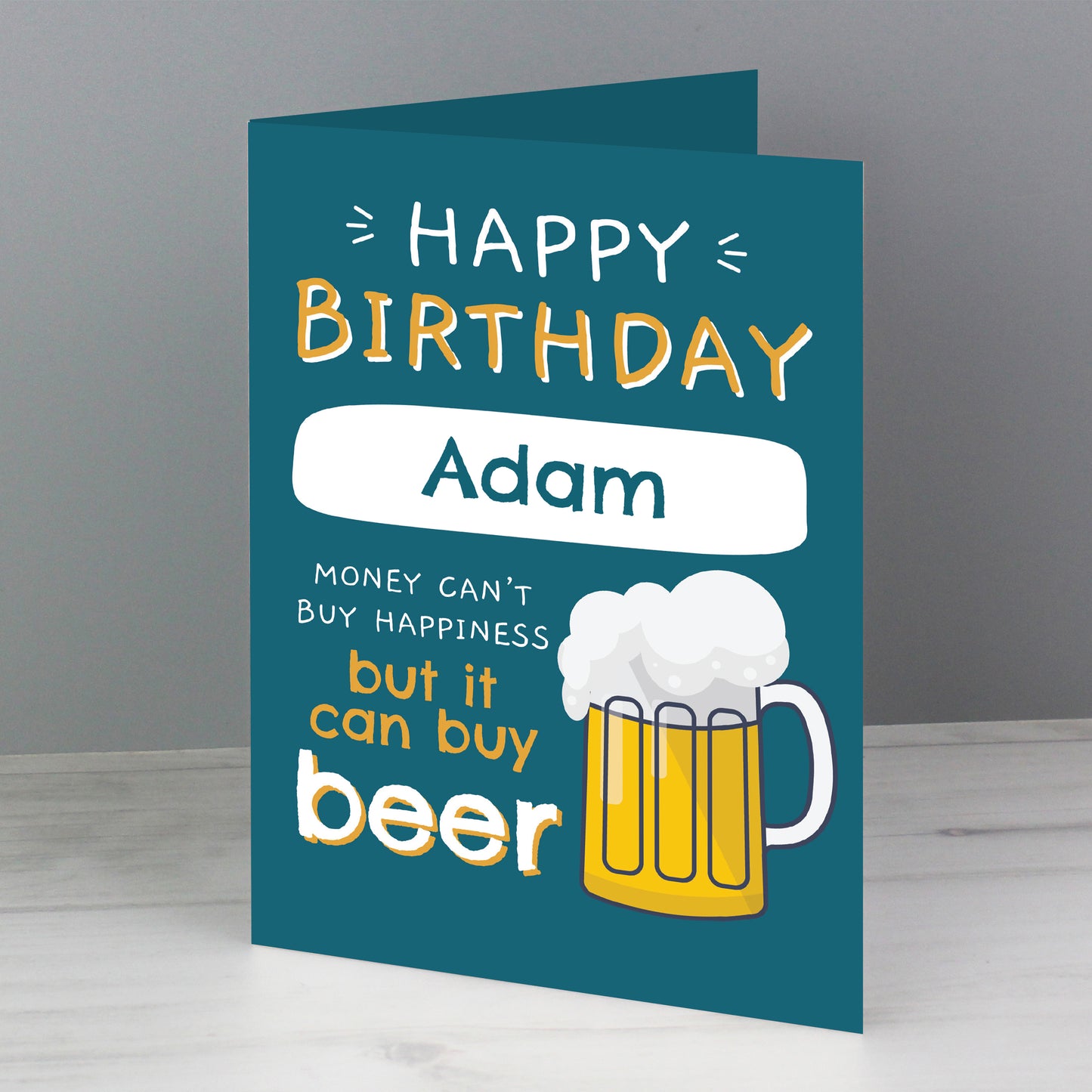 Personalised Happy Birthday Beer Card Add Any Name - Personalise It!