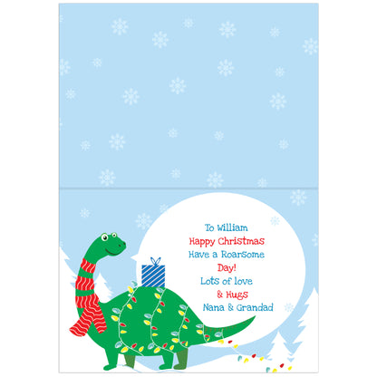 Personalised Dinosaur 'Have a Roarsome Christmas' Card Add Any Name - Personalise It!