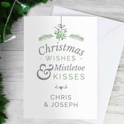 Personalised Couples Mistletoe Card Add Any Name - Personalise It!