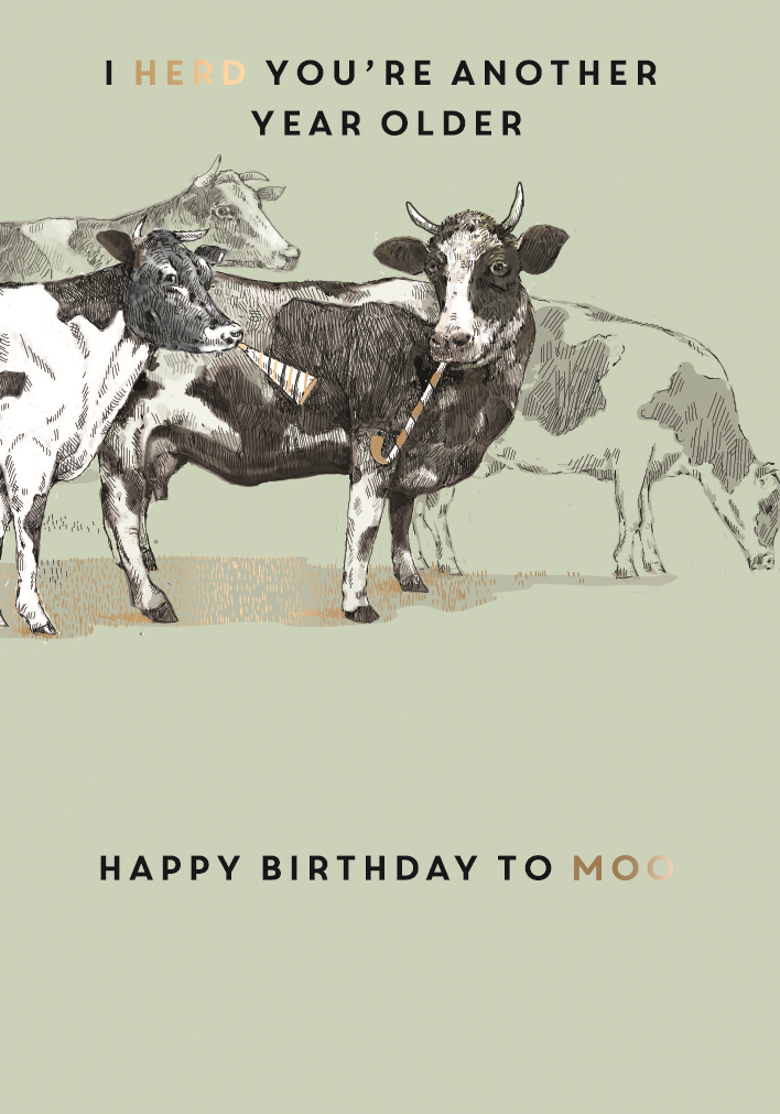 Happy Birthday To Moo Birthday Greeting Card