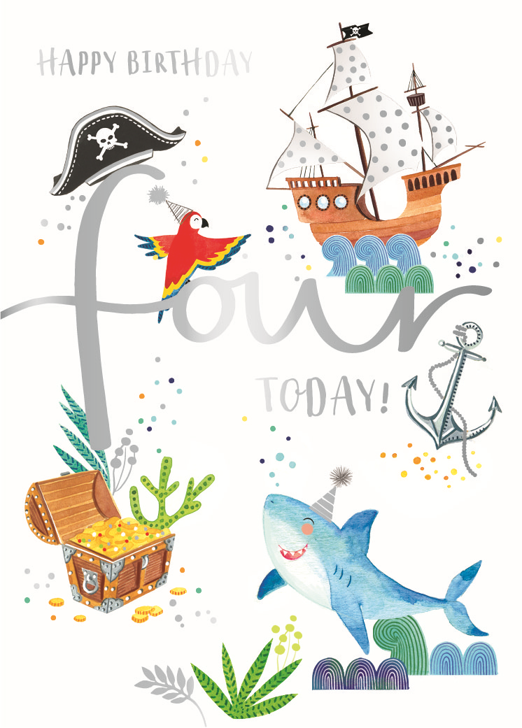 Pirate Party 4th Birthday Greeting Card