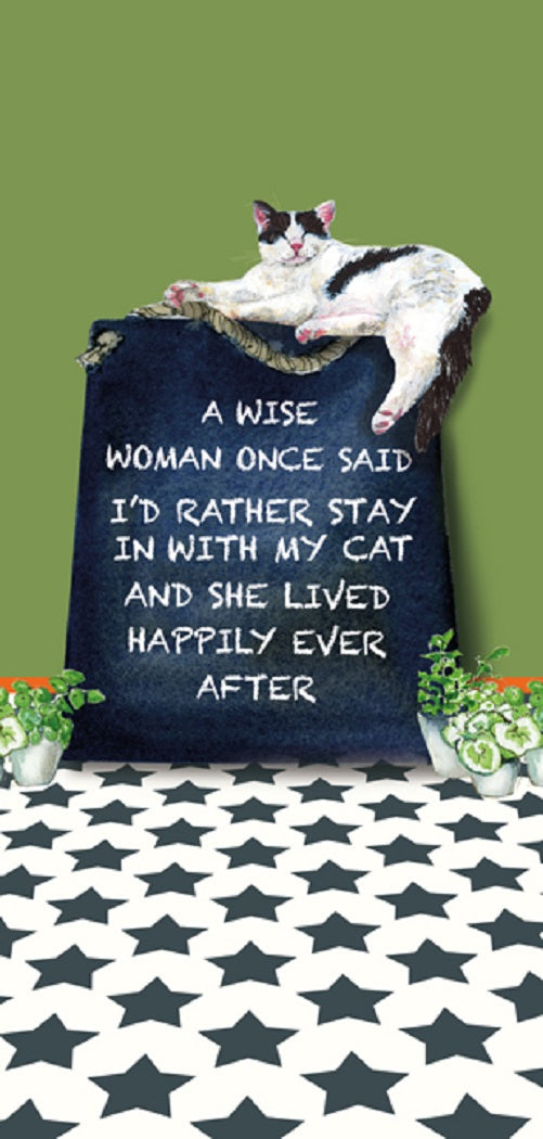 Stay In With My Cat Little Dog Laughed Greeting Card