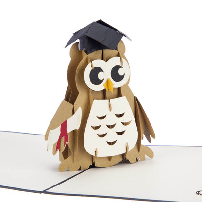 Graduation Owl Pop-Up Congratulations Greeting Card Blank Inside